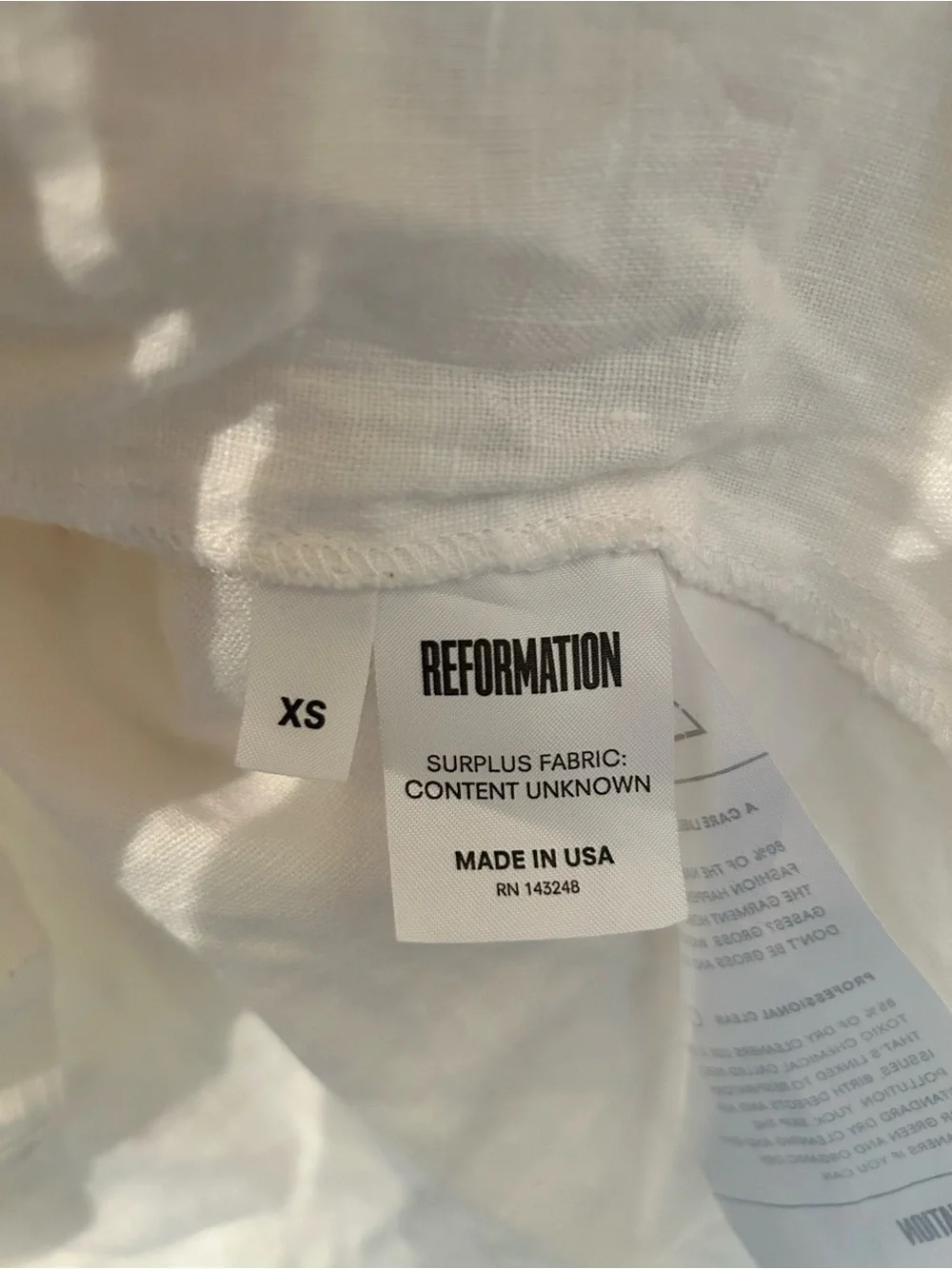 Reformation Off Shoulder  linen top sz XS